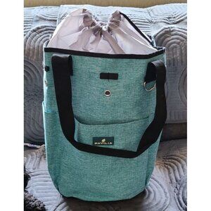Pavilia Large Aqua Blue Utility Tote Bag With Drawstring Closure & Pockets - Dur